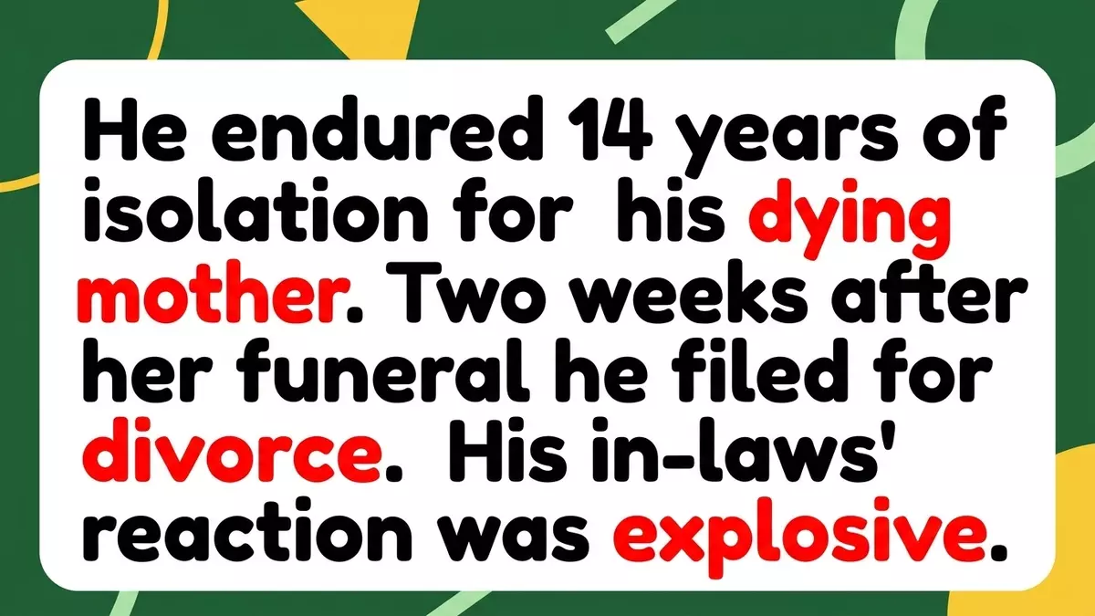 The Fourteen-Year Lodger: Husband Files for Divorce Weeks After His Mother’s Passing